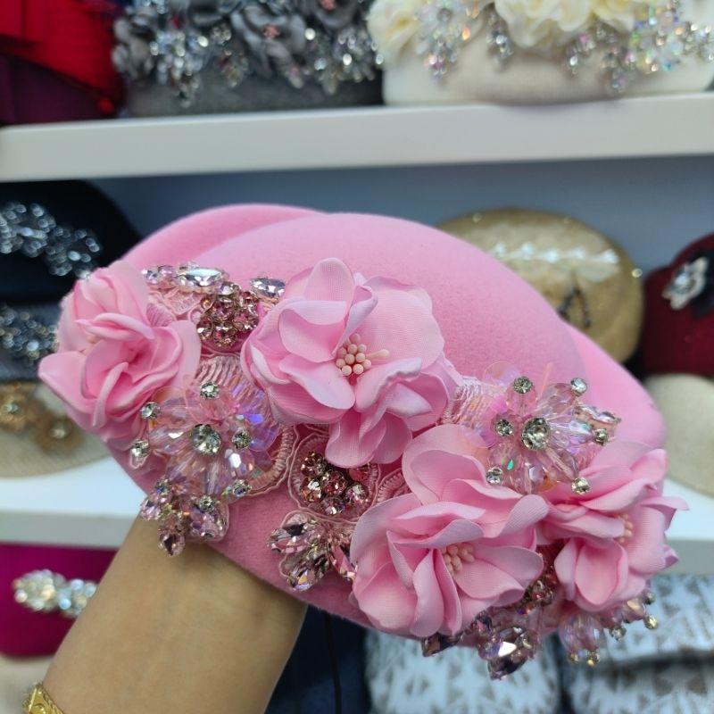 Women's Hat Vintage Chic Floral Beret - Stylish and Elegant Airline Stewardess Hat