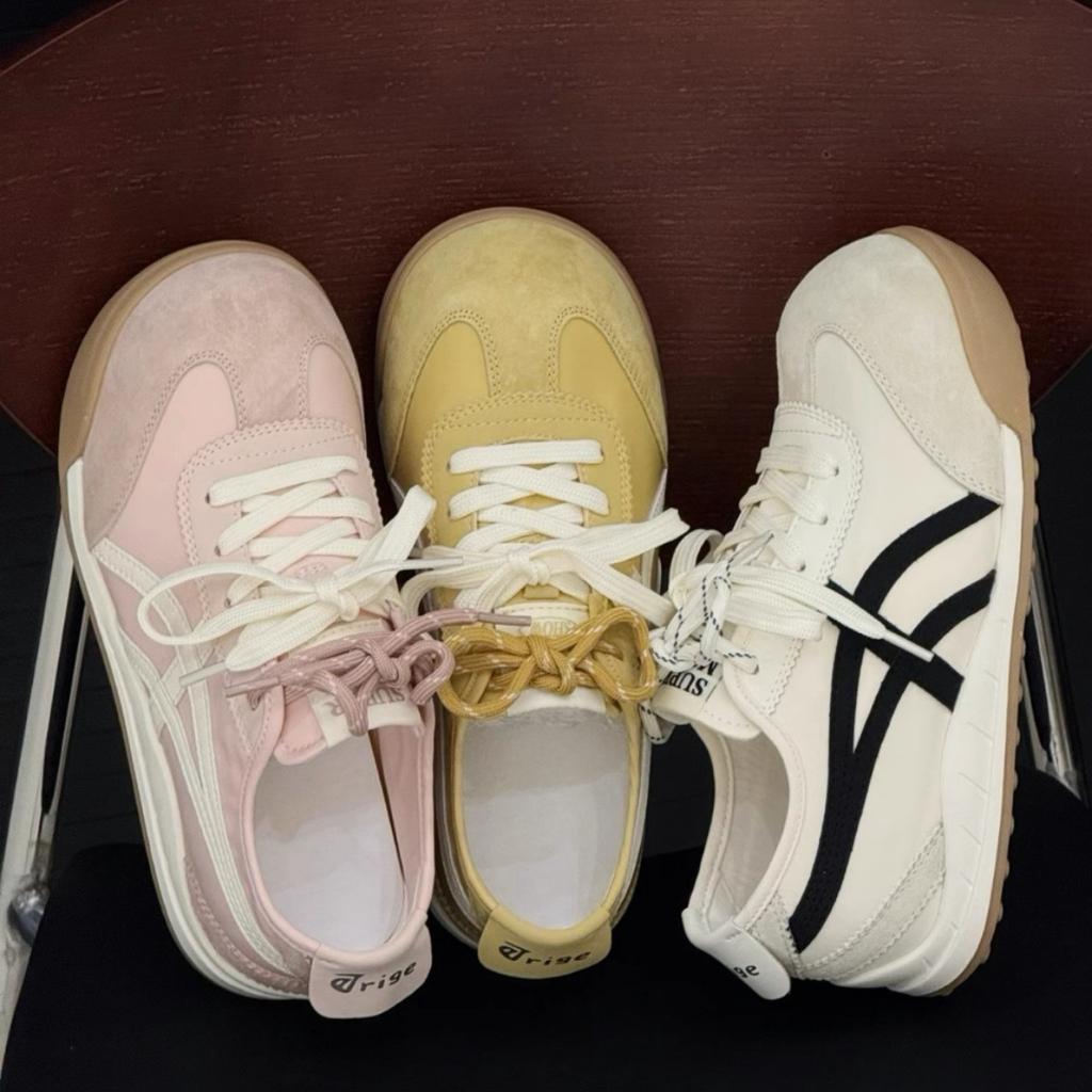 Leather heightening women's spring and summer new super soft flat-bottomed versatile sports and leisure shoes