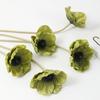 Autumn Artificial Poppy Flower Bouquet 5 Stems Short Stem Fall Decor Flowers Orange-Red/Green Fake Flowers Autumn Home