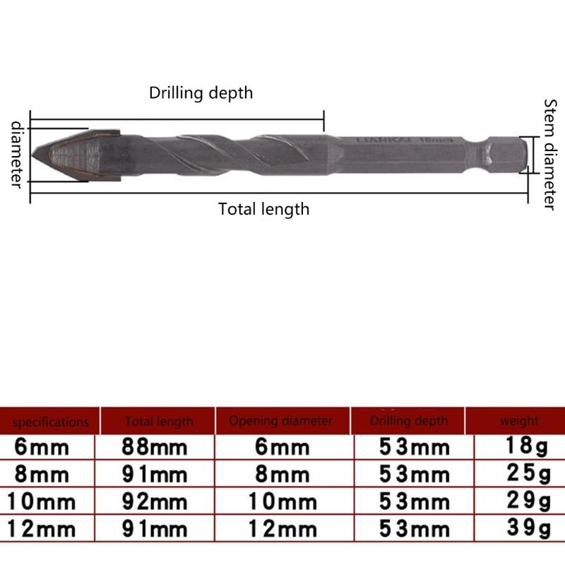 Schräger Kopf Exzentrischer Bohrer Schraubendreherbit Steinbohrer für Heimwerker Heimprojekte 6,35 mm Sechskantschäfte