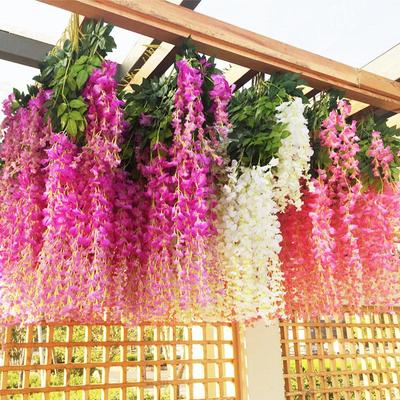 Artificial Wisteria Hanging Rattan Decoration - Encrypted Flower Vine for Malls
