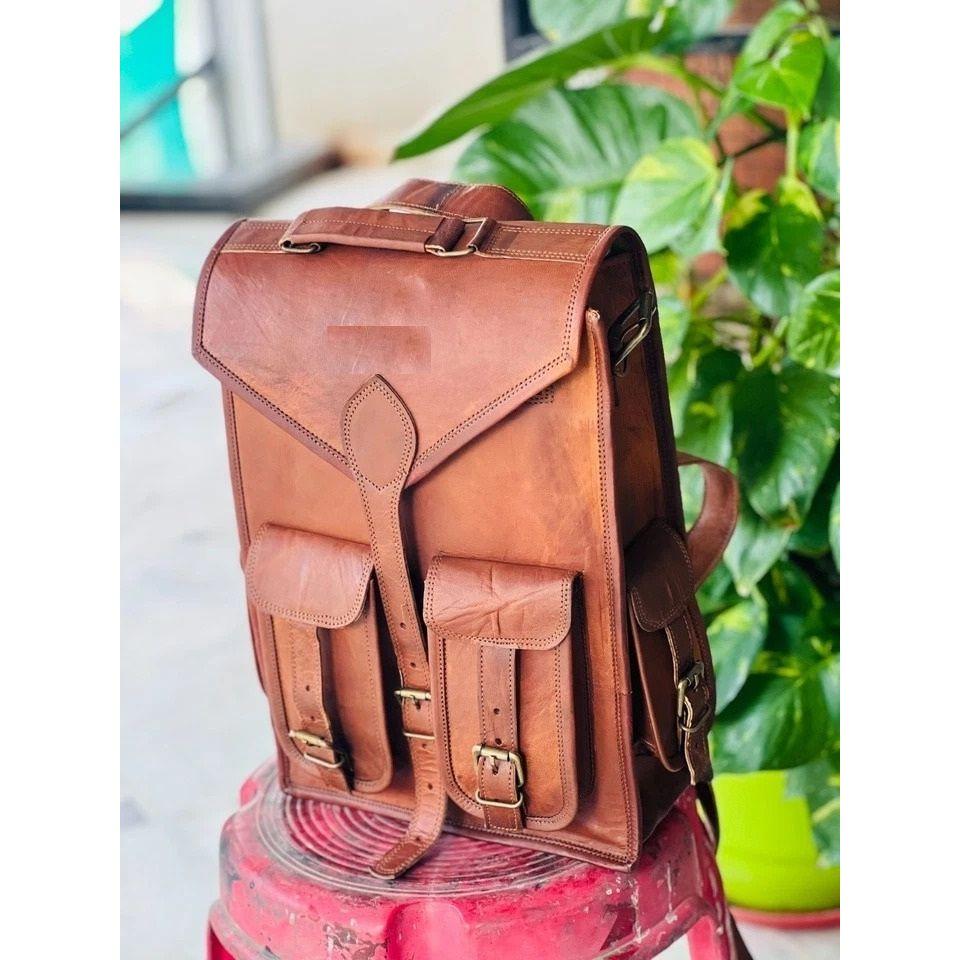 New Hygienic Leather Bag Backpack Laptop Rucksack Vintage Men Genuine S Travel