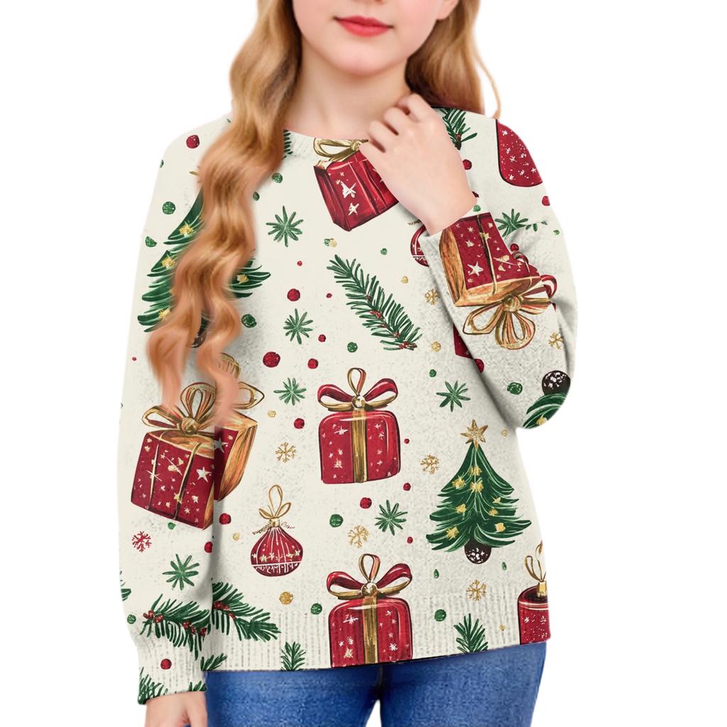 Christmas Day Sweatshirts For Children Boys And Girls Knit Sweater Cute Shirt Fall Crewneck Pullover Tops