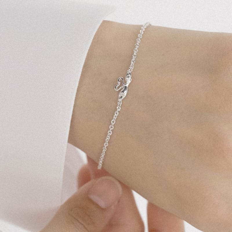 Baked Alaska [SILVER] Kissing Swan Chain Bracelet