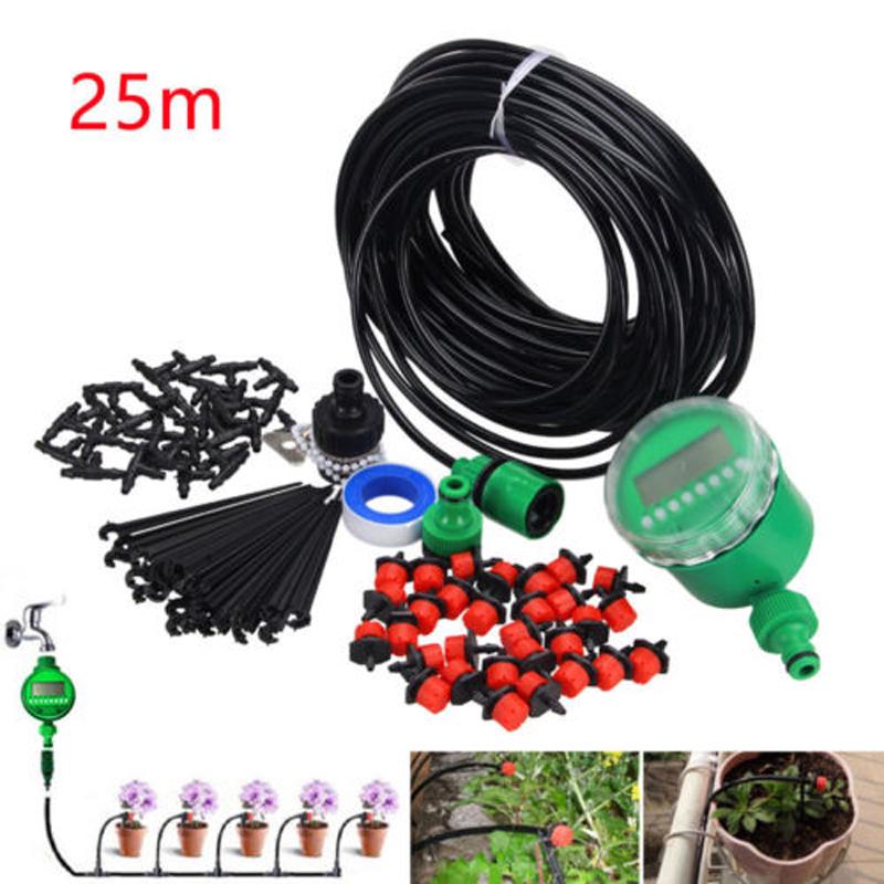 Buy 25m DIY Micro Drip Irrigation System Auto Manual Timer Plant ...