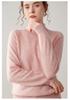 Women's Seamless High-Neck Cashmere Sweater: Solid Color, Loose Fit, Versatile Knit Pullover.