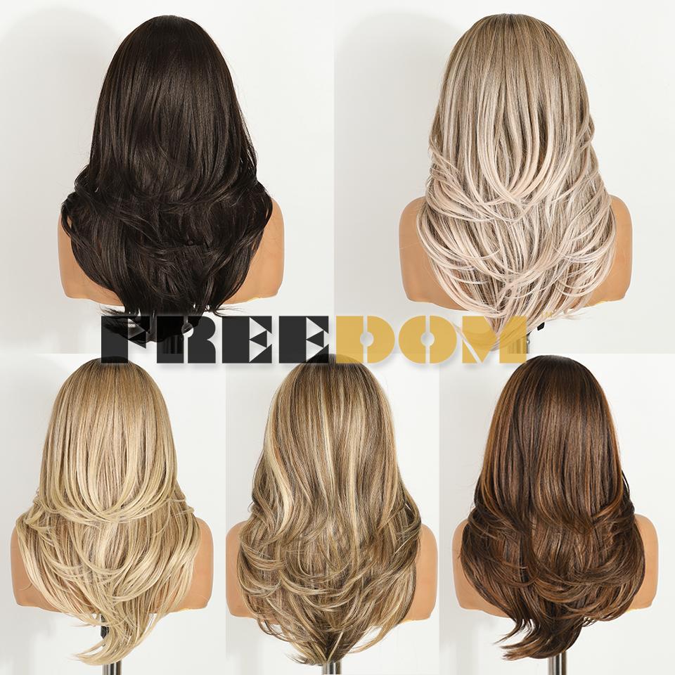 FREEDOM Synthetic Lace Front Wigs For Women 20" Ombre Blonde Wavy 6X4 Pre Plucked Wear And Go Glueless Pre-cut Layered Lace Wigs