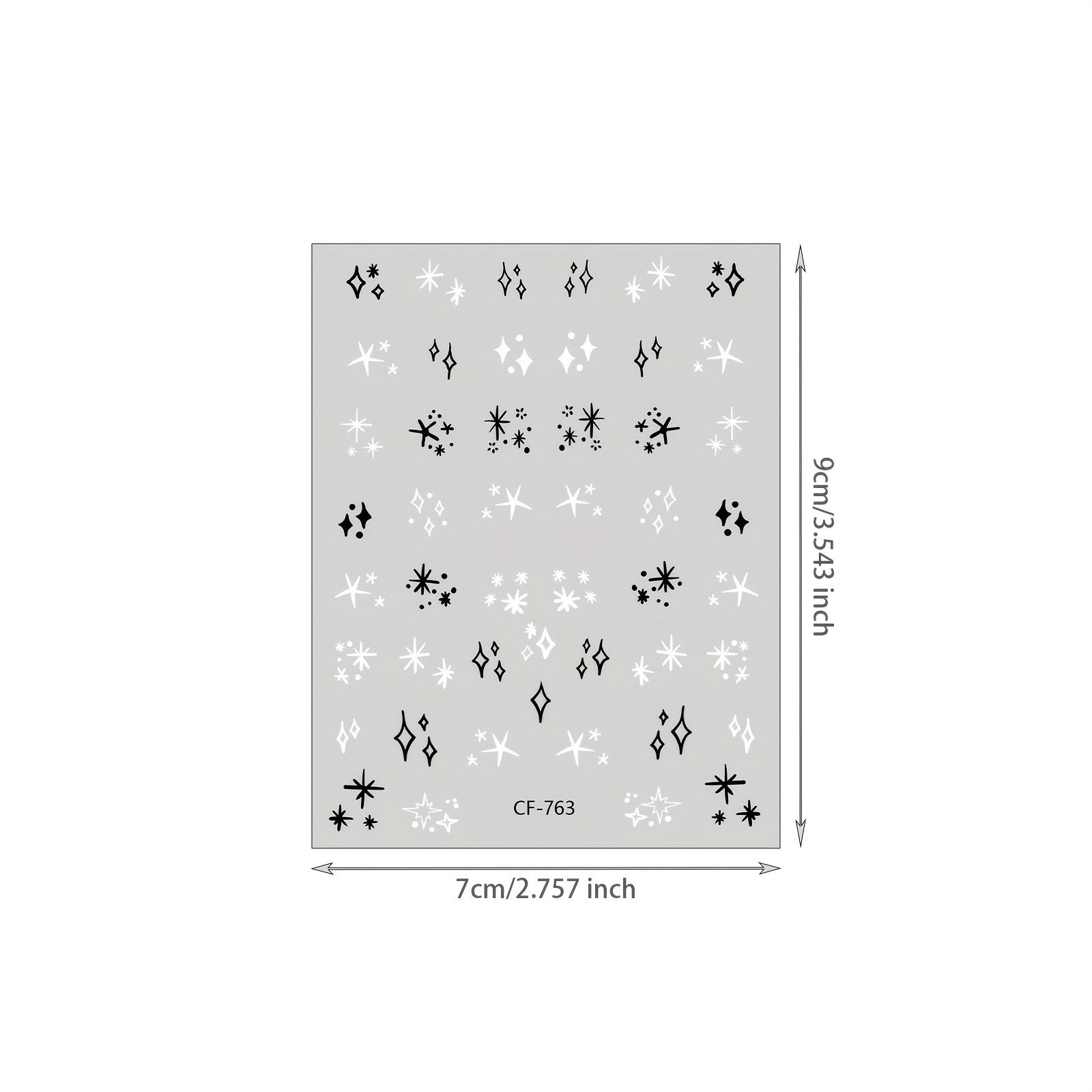 

1 шт. 3D тисненая наклейка для ногтей, креативные наклейки Звезды Море черного и белого Полые мультяшные тисненые наклейки для украшения ногтей Самоклеящиеся