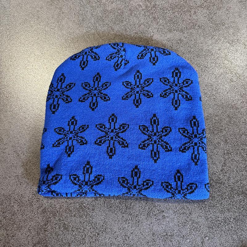 Double Pattern Floral Sided Knitted Hat Ear Protection Hood Cap For Use Outdoor