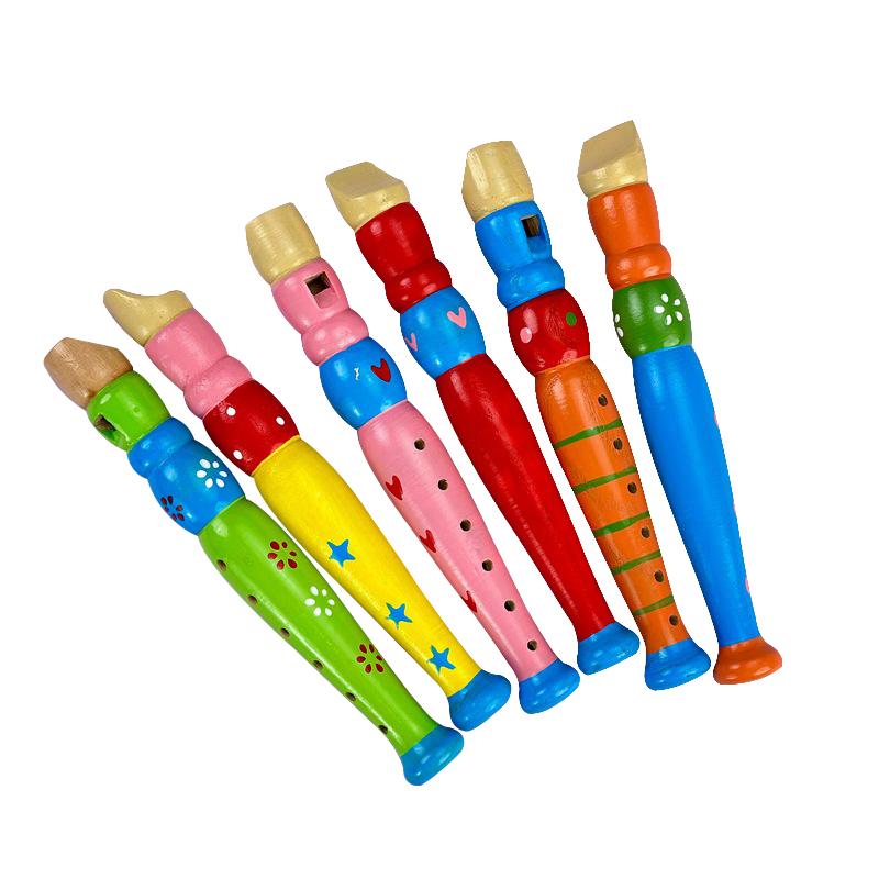 Colorful Wooden Cartoon Flute & Harmonica Wood Music Instrument Toys for Kids Early Educational Musical Toys for Children