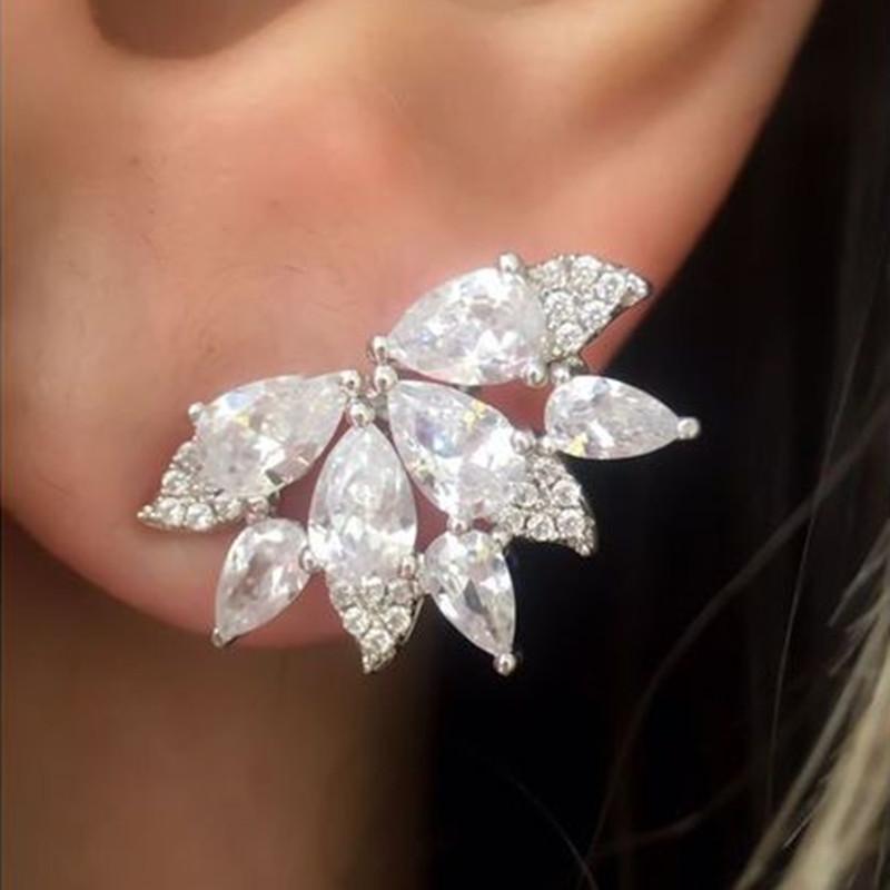 

Серьги-гвоздики Huitan Sparkling Cubic Zirconia для женщин, свадебная вечеринка, изысканные свадебные серьги, пирсинг ушей, новые модные украшения