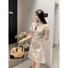 Summer Cheongsam-Style Frog Button Tie-Dye A-Line Dress with Stand Collar for Women