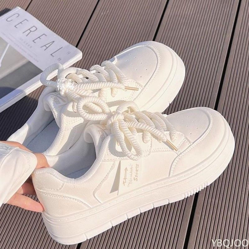 New Fashionable Comfort Women Flat Shoes Autumn Lightweight Breathable White Casual Sports Shoes Lace Up Women Platform Shoes