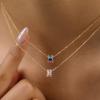 Classic Stainless Steel Necklace 18K Gold Plated Square Cubic Zirconia Pendant Waterproof Stainless Steel Jewelry for Women
