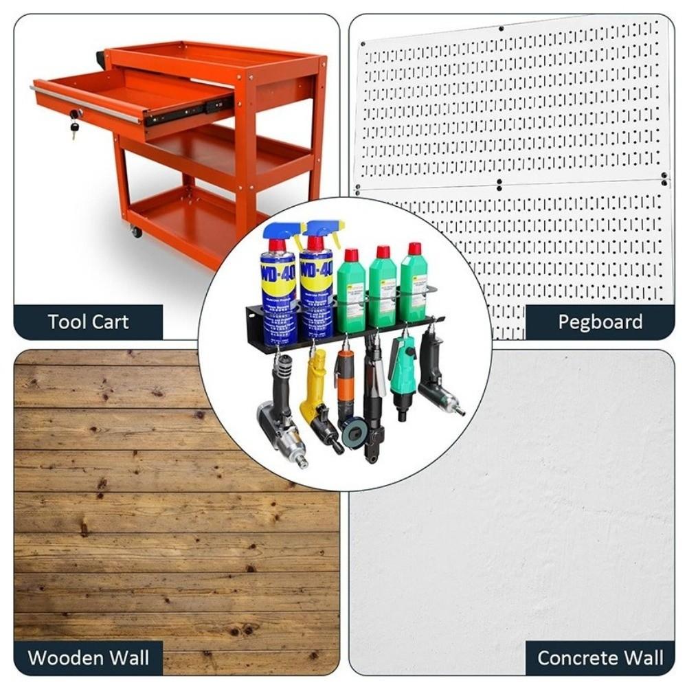 Carbon Steel Spray Can Holder Easy Access 5 Slots Water Bottle Organizer Wall Mounted Large Opening Tools Storage Rack