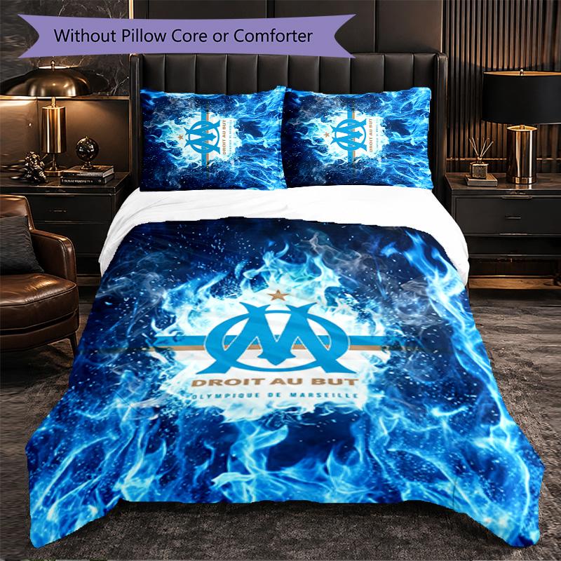 Olympique Lyonnais FC Themed Bedding 3Pcs Duvet Cover Set Decorative Bed Linen For Teen Room Home Decoration