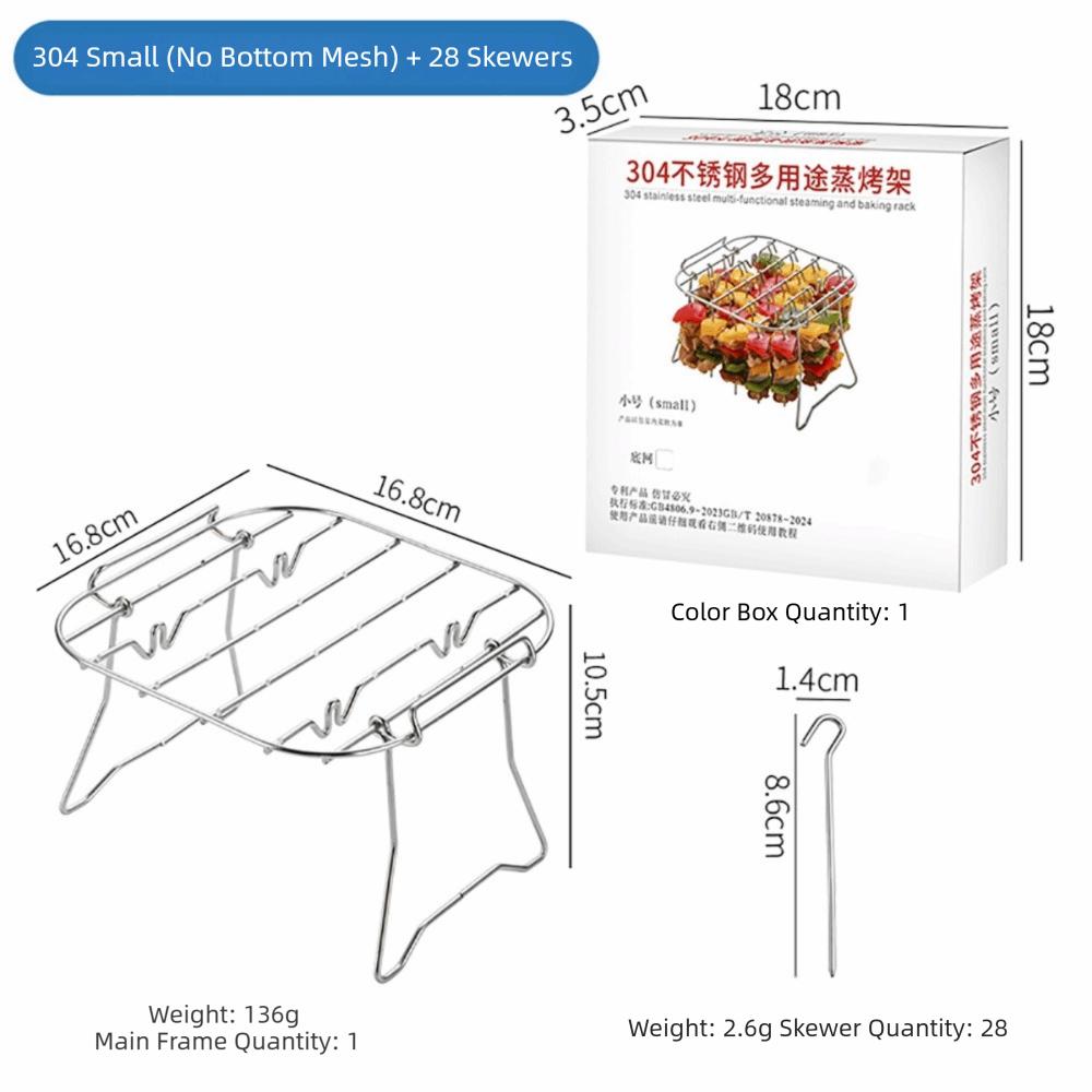 304 Stainless Steel Air Fryer Rack Multi-functional Silver Air Fryer Holder Double Layer DIY Bakeware Air Fryer Basket Tray
