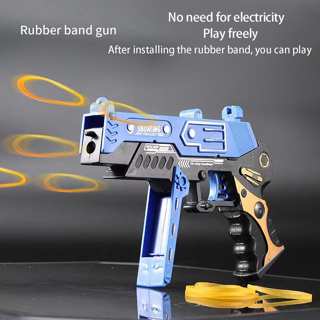 Large Flip Rubber Band Pistol Submachine Gun Children's Toys To Eat Chicken Harmless Rubber Band Pistol 60 Rubber Bands.