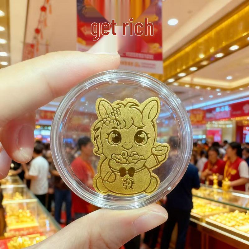999 Pure Gold Horse Year Phone Sticker, Adhesive Backing, 2mg Gold, Get Rich Instantly