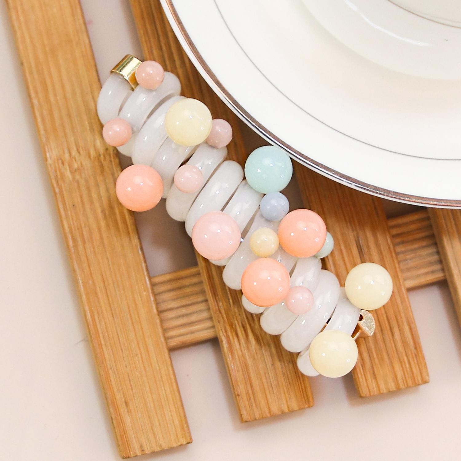 

Резинка для волос из телефонного шнура, разноцветные жемчужные бусины, прозрачный цвет, эластичная лента для волос из телефонного провода, держатель для хвостика, женские аксессуары