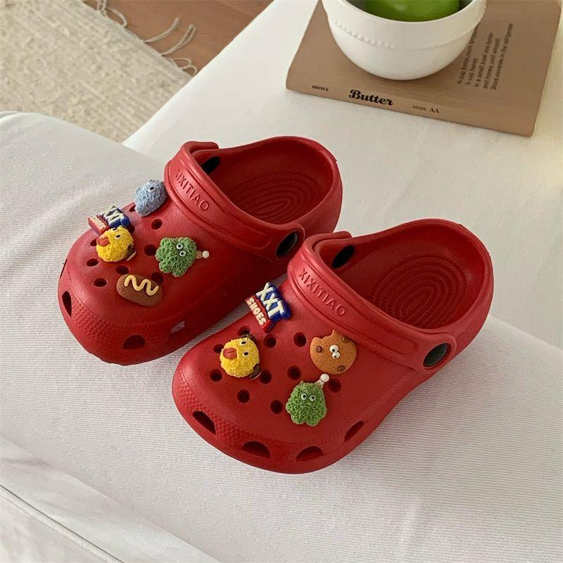 

[Respond to Every Request] Thin Strip Couple Hole Shoes Ins Fun Little Monster Baby Boy and Girl Summer Outdoor Sandals Red [Stylish Monster]] 34-35 [standard code]]