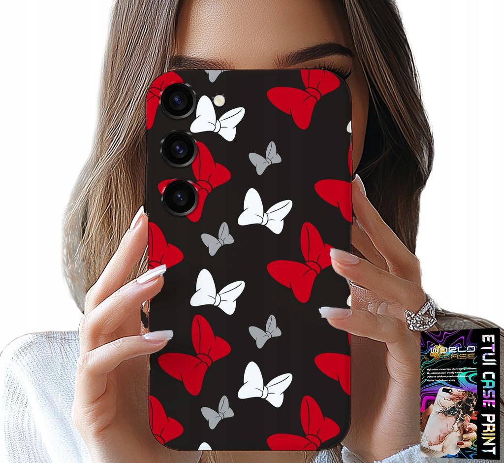 Etui Do Samsung Galaxy S23 - Kokardki Czerwono Białe Myszka, Wzory