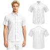 Men‘s Waterproof Button Front Shirt Short Sleeve Wet Look T-Shirt for Rainy Days Beach Club Camping Fishing