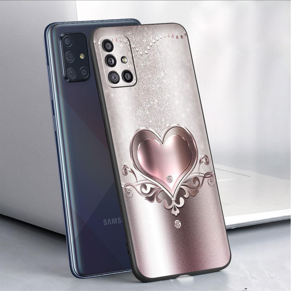 Case For Samsung Galaxy A52 A12 A32 A51 A21s A71 A13 A53 A22 A31 A72 A03 A02s A41 Black Phone Shell Love Bow