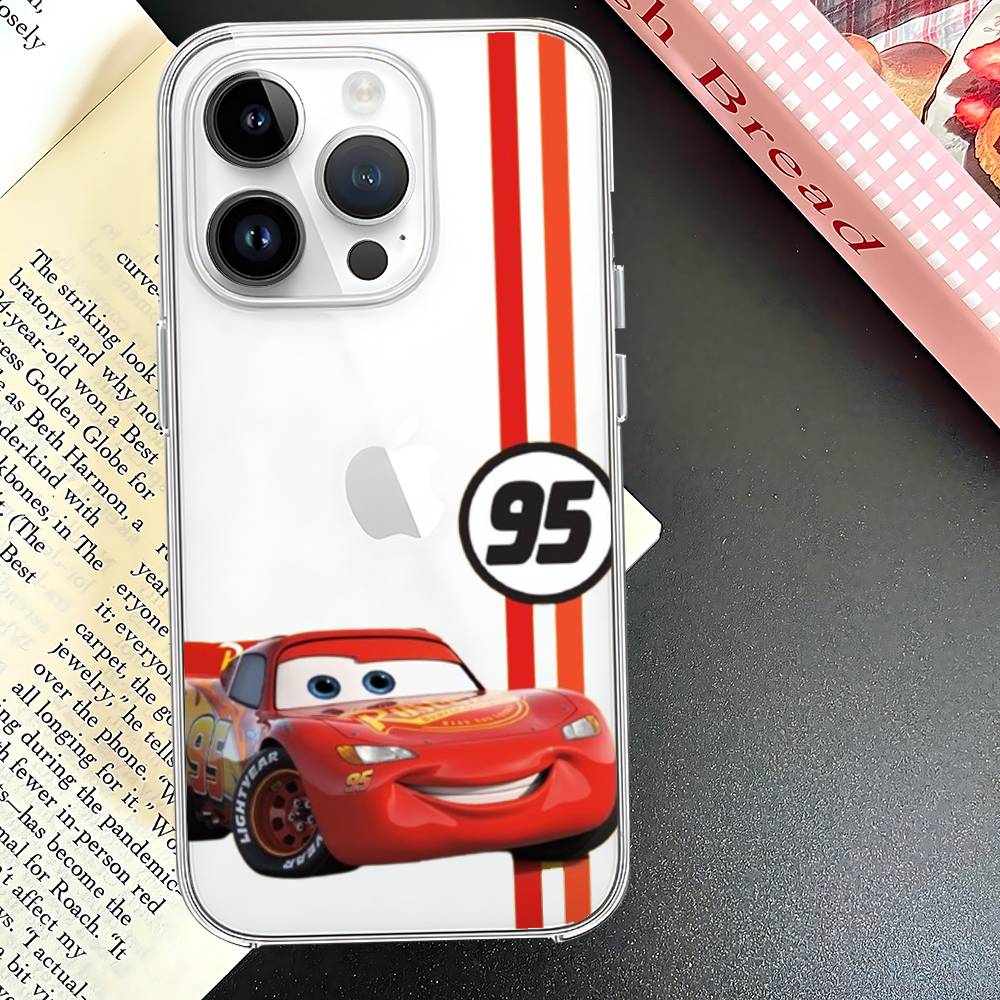 Cars L-Lightning M-McQueen Phone Case Soft Transparent Case For IPhone 17 16 15 14 13 12 11 Pro Max Mini Plus Shockproof Cover