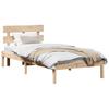 Brown Bed Frame with Headboard 90 X 190 Cm Solid Pine Wood