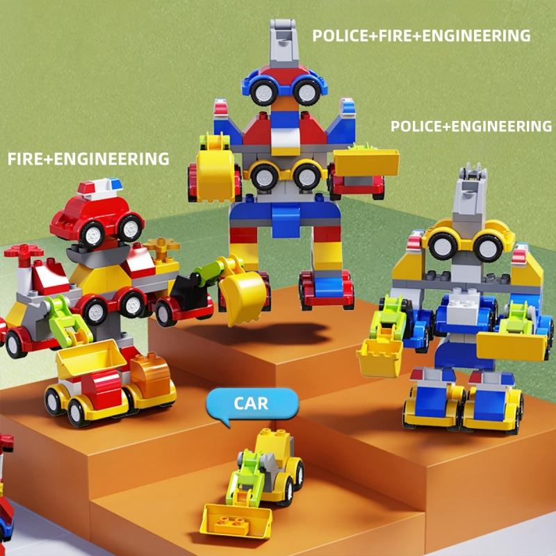 Non-Toxic Large Particle Building Blocks Car Engineering Traffic Vehicle Excavator Assemble Education Children Toy Diy Bricks Toy