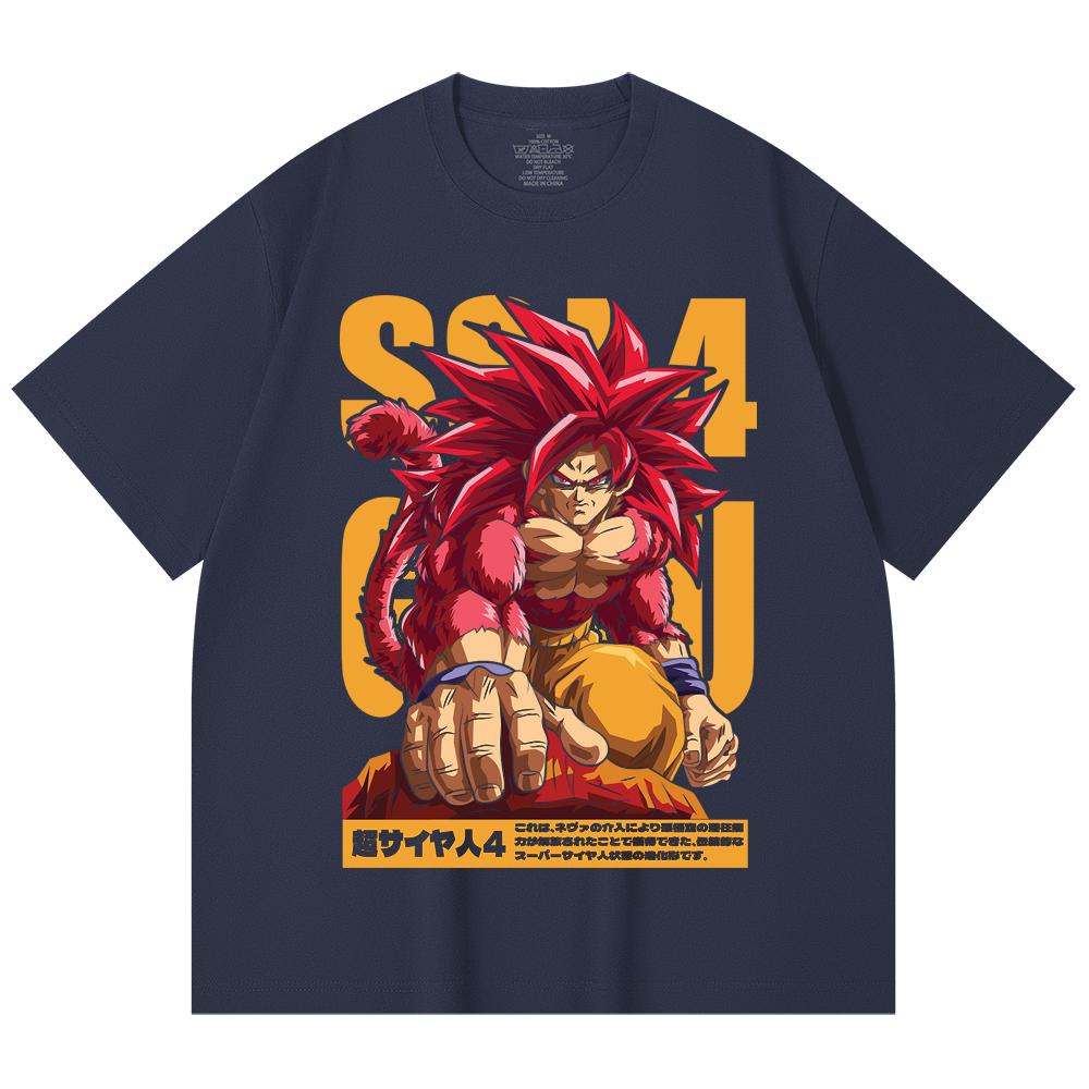 T-shirt unisex in cotone pesante 100% da 230 g/m² con stampa Dragon Ball V42 Goku SSJ4.