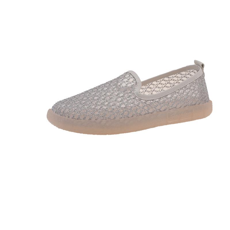

Hollow mesh shoes women s breathable mesh non-slip summer versatile single shoes women s one-pedal lazy shoes flat-soled Doudou shoes tide 35