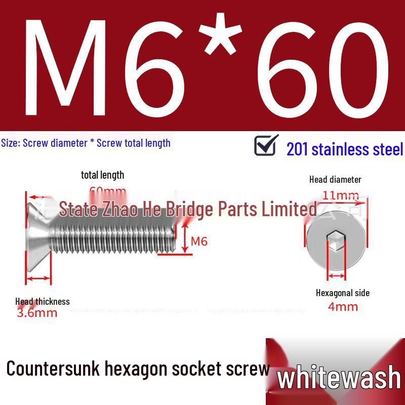 201 Stainless Steel Hex Socket Countersunk Flat Head Screws