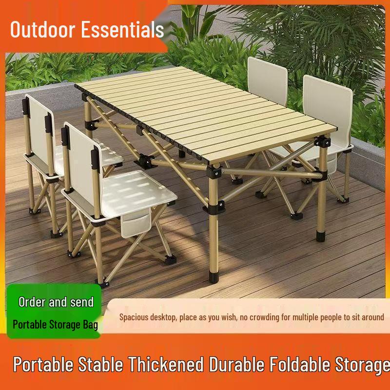 Egg Roll Portable Folding Table and Chair Set for Camping and Picnics