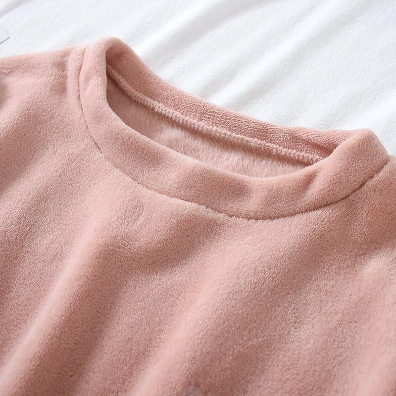 Traje Cálido de Forro Polar Coral para Mujer - Pijama y Ropa de Exterior de Otoño/Invierno