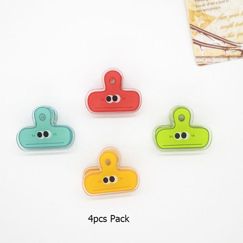 Mohamm 4pcs Pack Multicolor Cute Face Acrylic Binder Clip Planner Clips Paper Clamp Office Decorative Supplies School Stationery