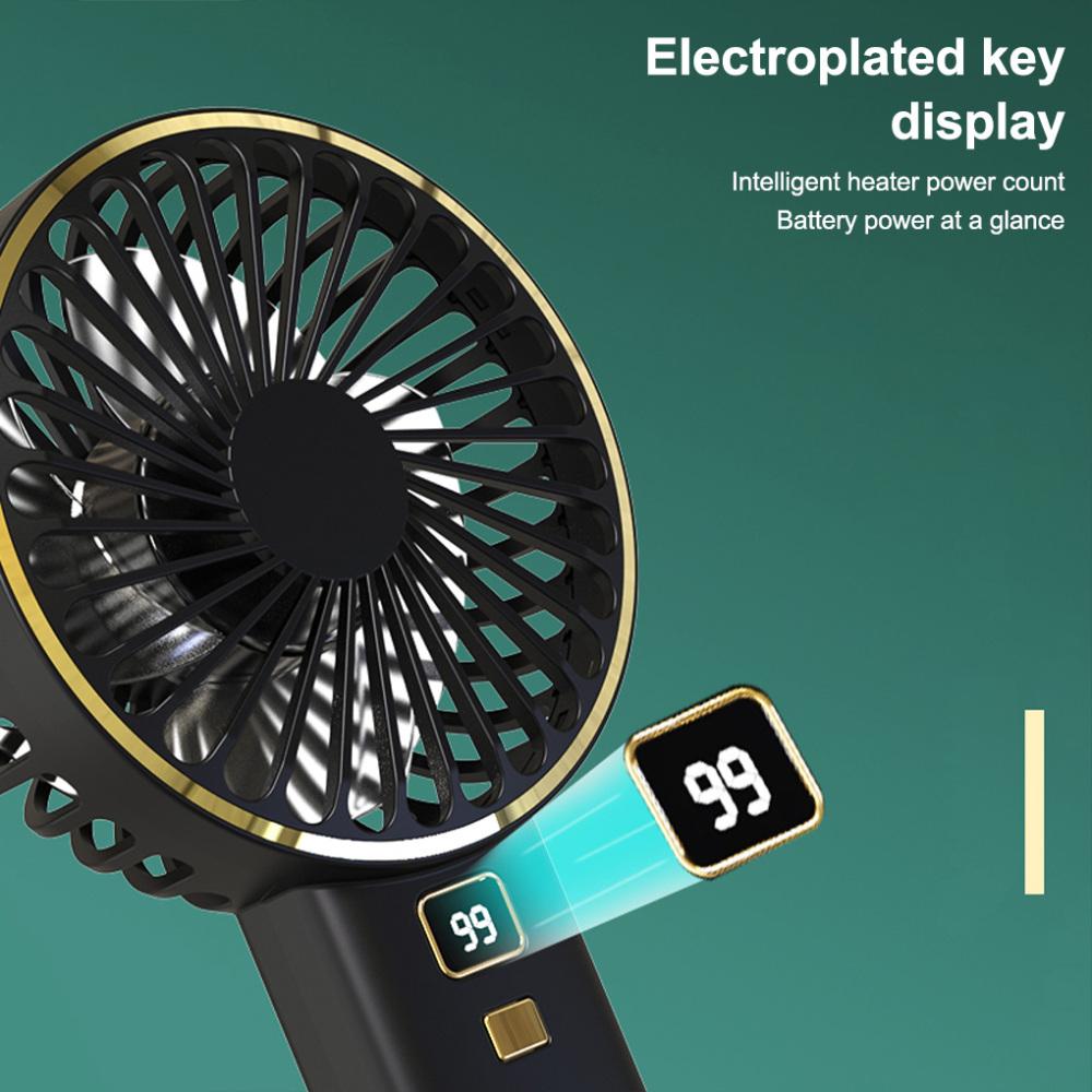 USB Mini Fan Şarj Edilebilir Taşınabilir El Fanı Dijital Ekran Tembel Geçici Seyahat Alışveriş Soğutma Ev Araba Hava Soğutucu