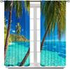 Tende Palma Oceanica Arredamento Casa Estate Tropicale Spiaggia Tema Hawaiano Stampa Scenario Blu Costiero Tenda Finestra con Tasca per Asta Poliestere