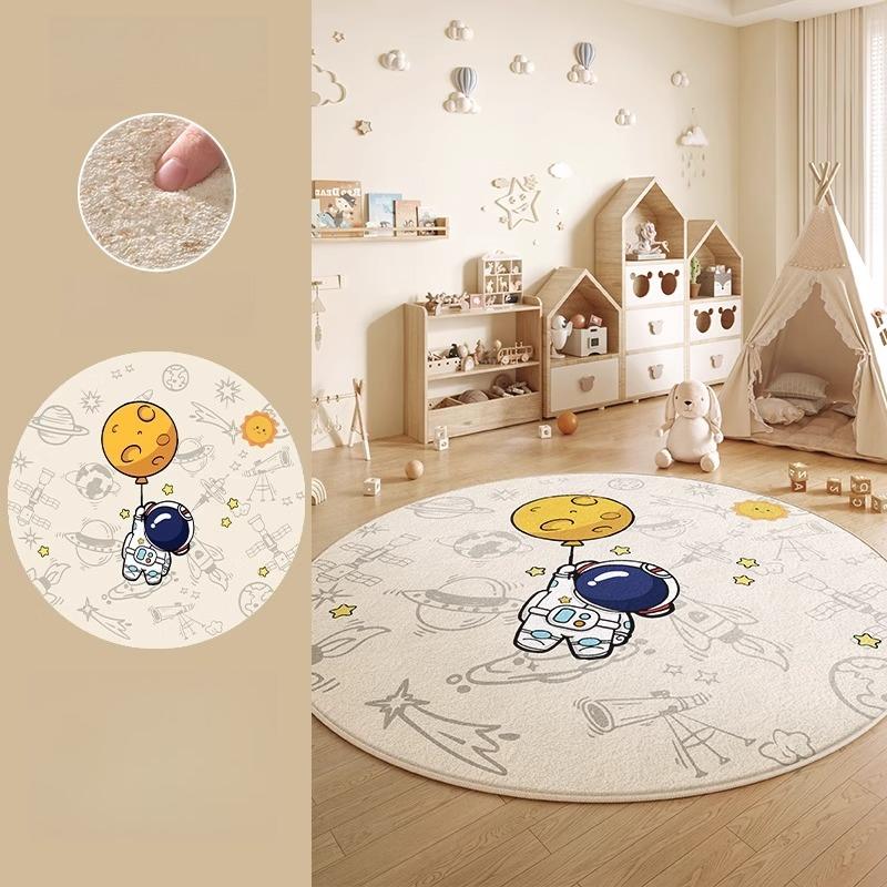 Cartoon Style Bedroom Decor Round Carpet Animal Pattern Carpets for Living Room Thick Plush Children‘s Floor Mat Fluffy Soft Rug