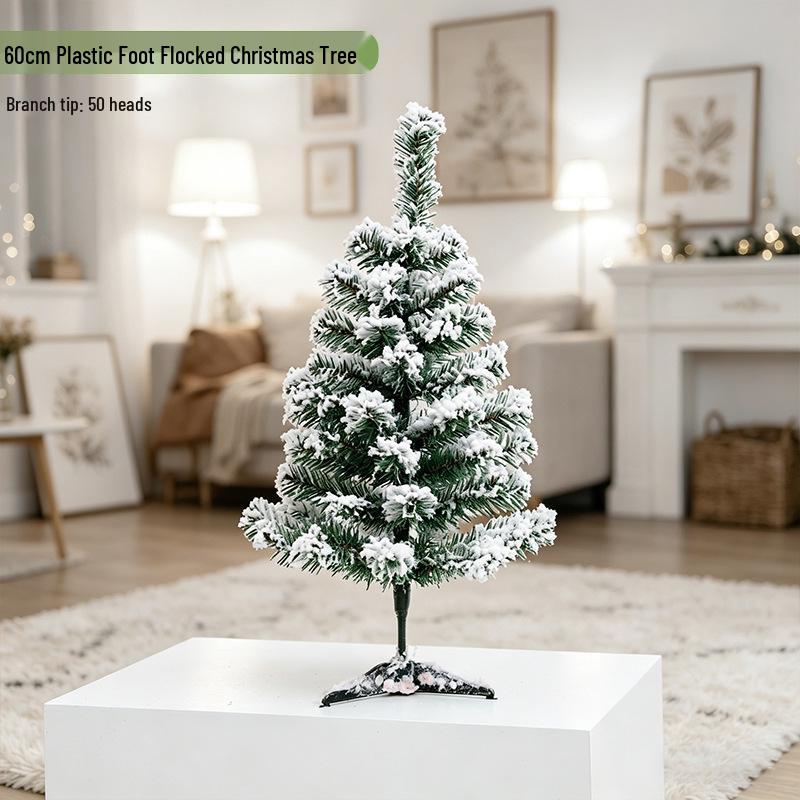 Cross-Border Christmas Iron Base Flocked Tree Decoration Scene Ornament