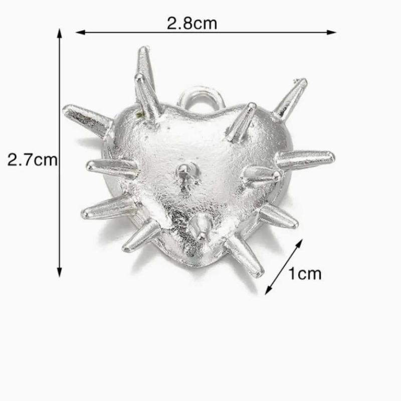 Punk Silver Color O-Ring Chain Collar Gothic Spike Heart Pendant Necklace for Men Women Rock Aesthetic Y2K Style Jewelry Gifts