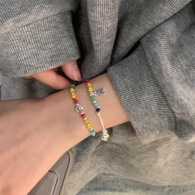 2021 Adjustable Korean Rainbow Smiley Bear Beaded Bracelet – Niche Design Hand Jewelry
