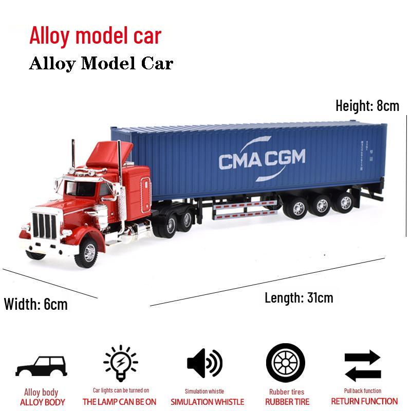 Alloy Semi-Truck Model Toy – American Box Container Truck
