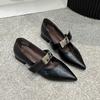 Hot Mary Jane shoes women's spring 2025 new pointed V mouth word with small leather shoes thick heel retro versatile