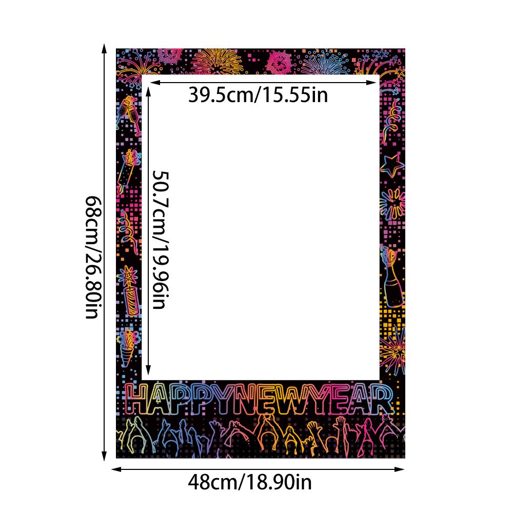 2025 Frohes Neues Jahr Papier, Papier-Fotorahmen, Brille, Hut, buntes Papier, Photo Booth Requisiten, Familienabend-Party-Dekorationen