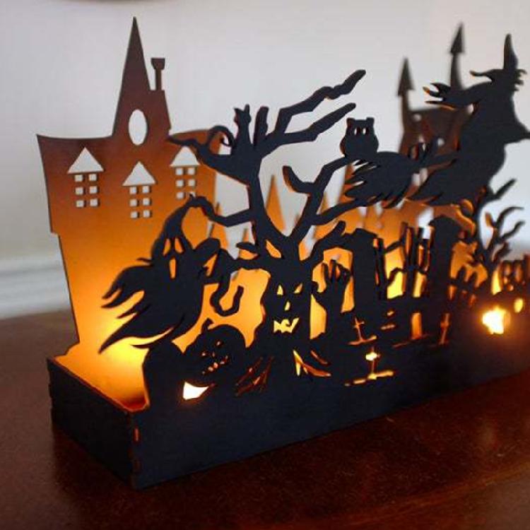 Novelty Witch Silhouette Candle Holder Halloween Candle Holder for Party Decor
