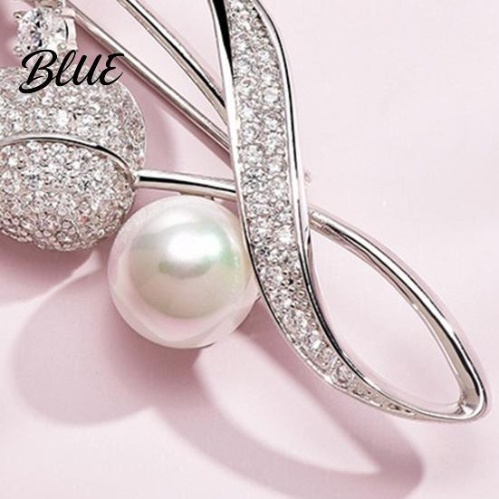 Tulip Design Lapel Pin Women Brooch High-Gloss Rhinestone Inlay Imitation