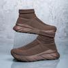 Women's Black Brown Grey Sport Shoes Men Casual Slip On Socks Shoes Couple High Top Jogging Sneakers for Students Plus Size