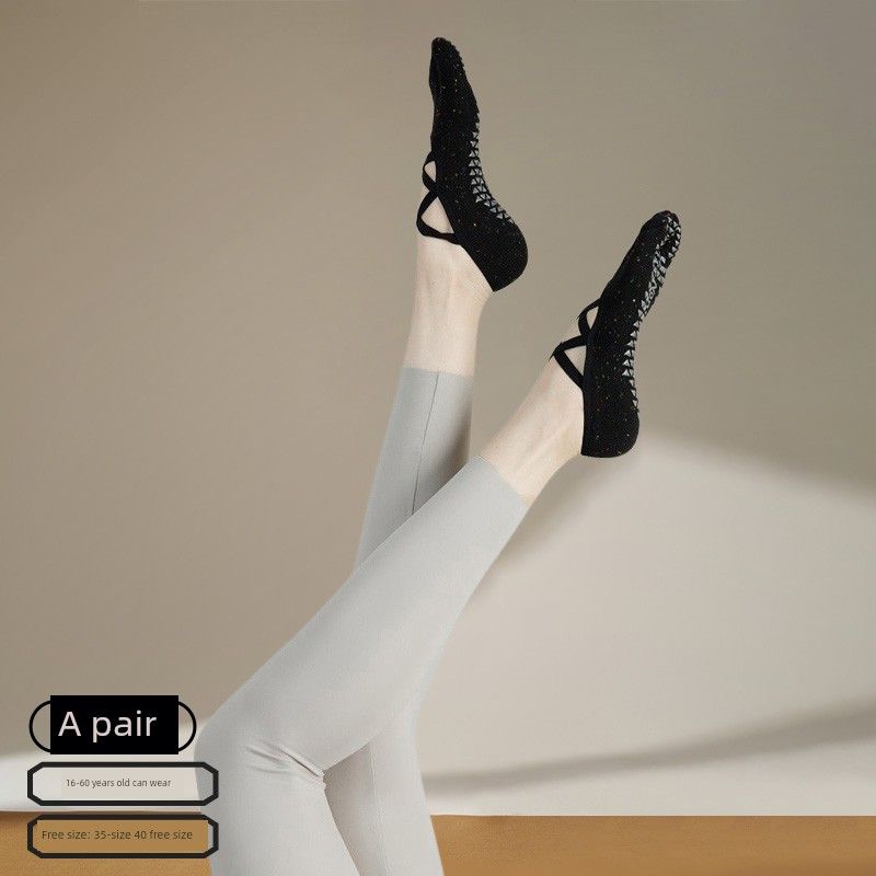 

Toe Socks Professional Indoor Sports Split Toe Aerial Straps [1 pair of Non Slip grip] with five fingers_Black